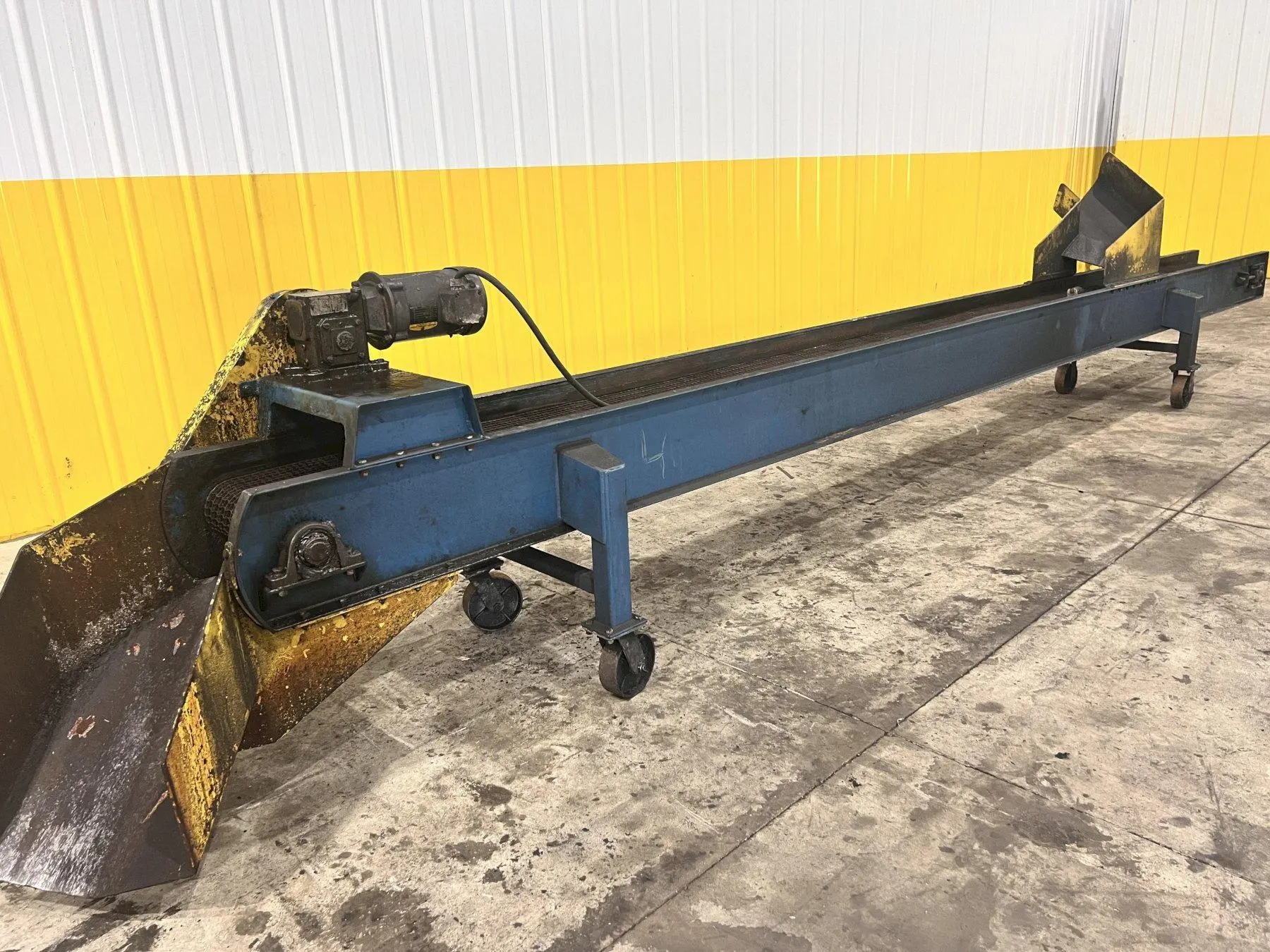 16' LONG X 12" WIDE METAL BELT PARTS TRANSFER CONVEYOR: STOCK #21669