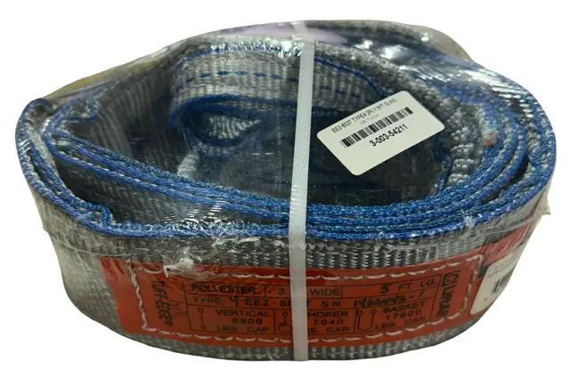 Lift-All 3" X 5 ft Polyester Twisted Eye Web Sling, 2-Ply Tuff-Edge