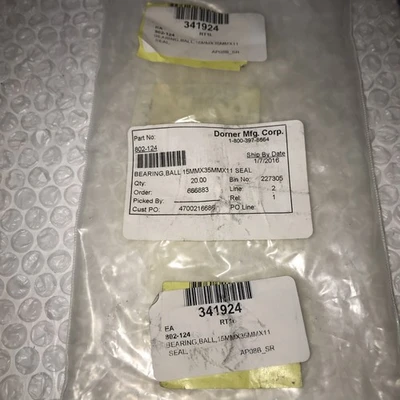 **New 802-124  Rubber Sealed Ball Bearing, 15x35x11, 62D2RS # (Lot Of 16)!!