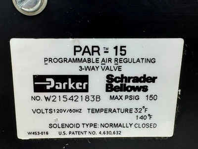 NEW PARKER / SCHRADER BELLOWS W21542183B PROGRAMMABLE REGULATOR VALVE PAR-15