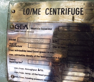 Westfalia OSC 30-91-066/25 oil purifier, SS.