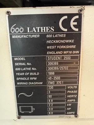 1998 CLAUSING COLCHESTER STUDENT 2500 Engine Lathes | GMT (13)