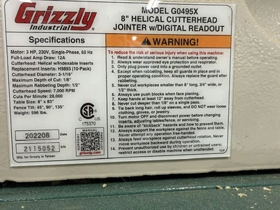 Used 2022 GRIZZLY GO495X Woodworking Jointers Texas US | MachineryMax #1518813