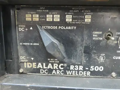 Lincoln 8506-PS IDEALARC R3R DC ARC Stick Welder Power Source 500 Amp Leads 3PH