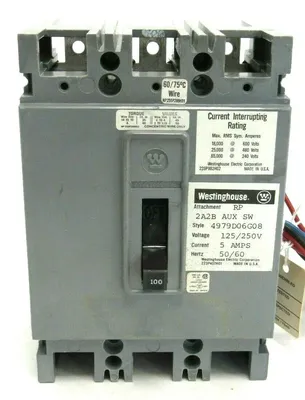 NEW WESTINGHOUSE HFB3100 CIRCUIT BREAKER 4979D06G08 125/250V 2A2B AUX SW