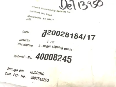 New | in-Stock WEBER SCREWDRIVING SYSTEMS ALIGNING GUIDE GRIPPER 3-FINGER Parts (Hydraulics and Pneumatics) | Maverick Industrial Sales #1102730