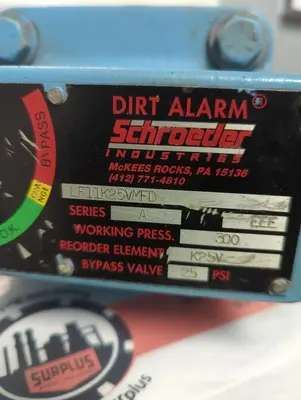 Used SCHROEDER LF11K25VMFD Filters Ohio US | Surplus Asset Holdings #1276269