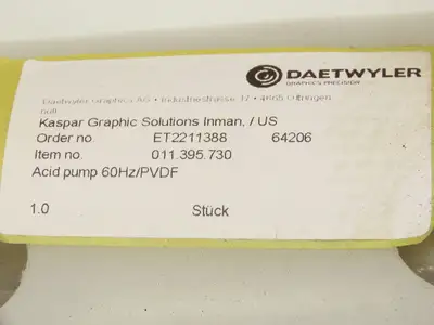 Daetwyler PVDF Acid Chemical Pump Centrifugal Suction 2.5x3" MPT 2.6kw 460V 3PH
