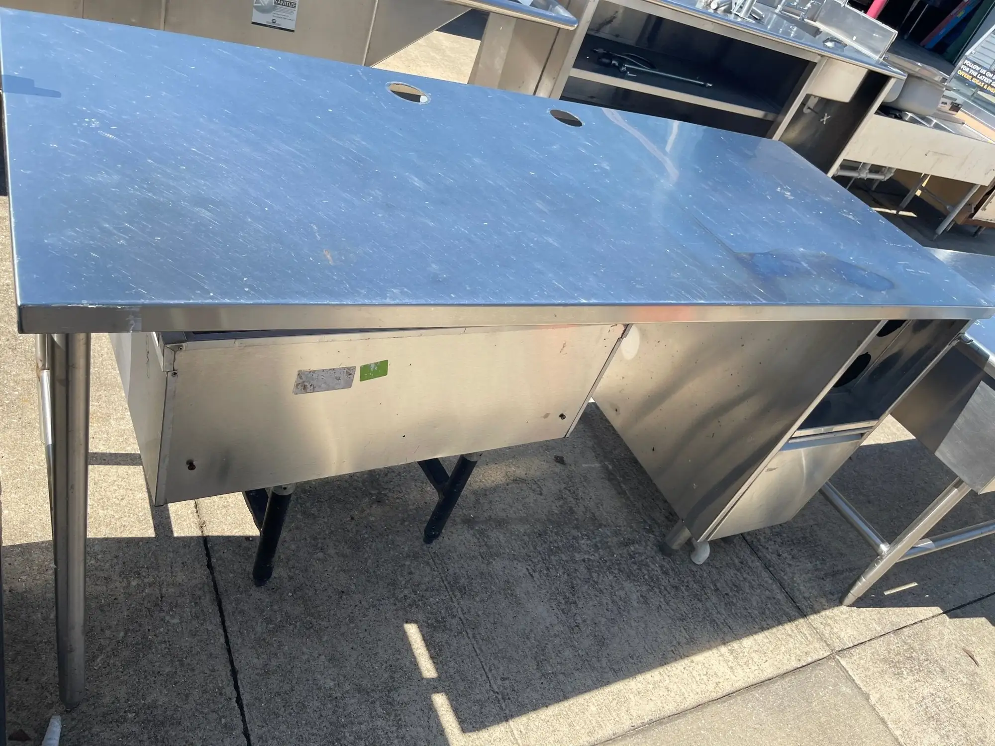 Used Falcon Restaurant Supply Used 74" Stainless Steel Drink Station Table - SS314 Food Prep Tables Illinois US | Falcon Restaurant Supply #1375614