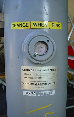 USED HAMMOND DRIERITE DESICANT DRYER 105 TANK VENT DRYER