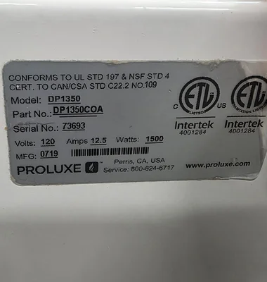 PROLUXE Hydraulic Automatic Dough Press Model DP1350 # 1055