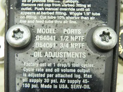 Master Pneumatic D64041 Oiler 1/2"Ports 150PSI w/Automatic Valve L2004GAWR-DB7