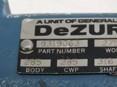 DeZurik 9319063 1.5" Ball Valve Pneumatically Actuated Stainless