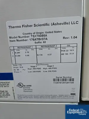 USED ThermoFisher Scientific Thermo Fisher Scientific ULT Freezer, Model TSX70086A
