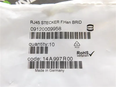 Bag of 10 Harting 09120009958 Han Modular RJ45 Connector New
