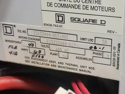USED SQUARE D MODEL 6