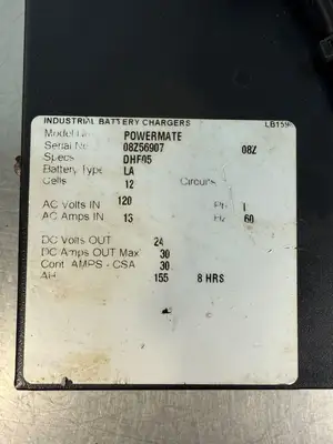Industrial Battery Charger Powermate - Specs DHF05 Type La. (6.2.5)