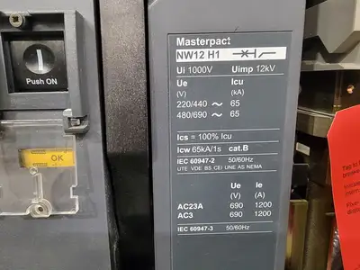 Masterpact Low-Voltage Switchgear Section w/ 3 x NW12H1 Air Circuit Breakers - Metal-Enclosed - NEMA 1 - 600V