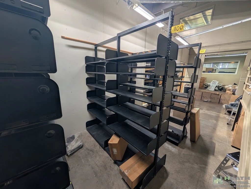 Used _UNKNOWN_ DOUBLE SIDED SHELVING UNIT 7 FT X 22 IN X 7 FT 2 SECTIONS Racks/Shelving Illinois US | Heath Industrial Auction Services #1546837