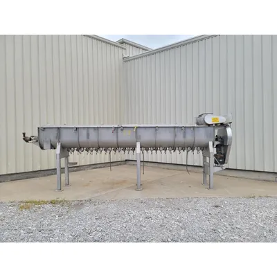 Used 24"dia. Stainless Horizontal Steam Scalder Heating Screw Cooker Auger 18'L