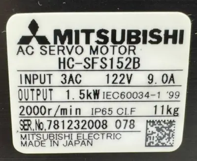 NEW MITSUBISHI HC-SFS152B SERVO MOTOR 2000R/MIN HCSFS152B