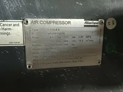 USED 2022 ATLAS COPCO G 110-8.5