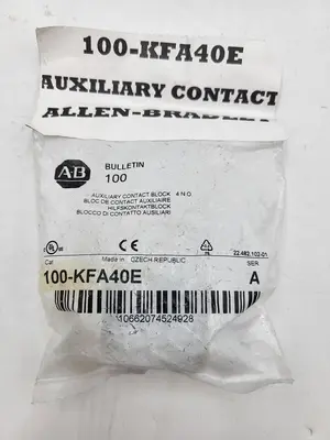 New | in-Stock ALLEN-BRADLEY ALLEN BRADLEY 100-KFA40E AUXILIARY CONTACT BLOCK *NEW IN SEALED BAG* Contact Blocks | ND Industrial Surplus #1225326