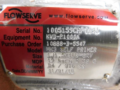 New | in-Stock Flowserve MK3SELFPRIMER Pumps Ohio US | Equipment Recovery Corp. #1329644