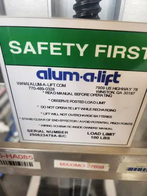 Used ALUM-A-LIFT 6061-T6 ALUMINUM Electric Lifters Pennsylvania US | Ferguson Packaging Machinery #1494005