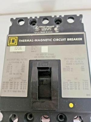 Square D FAL3100 3P 100A Circuit Breaker Thermal Magnetic
