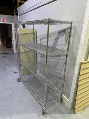 4 Tier Heavy Duty Uline Rolling Wire Rack 60" x 24" x 77 1/2"