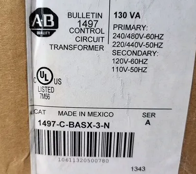 Allen Bradley 1497-C-BASX-3-N SerA Control Circuit Transformer Loc4C3