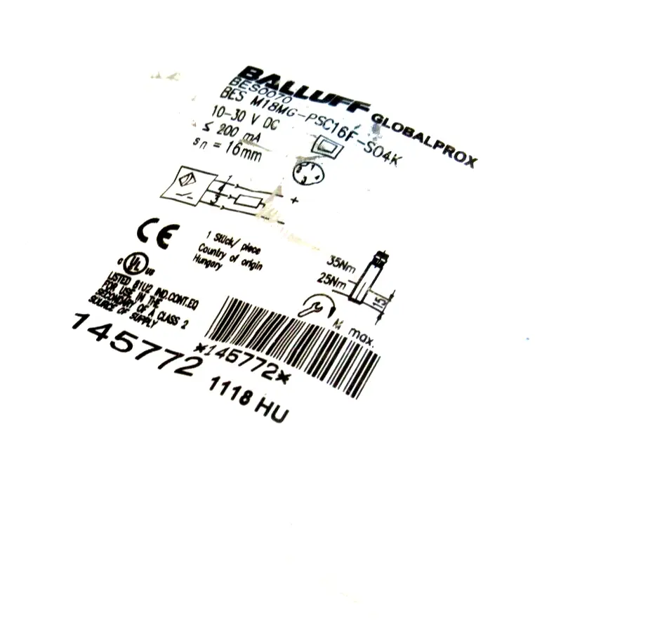 NEW BALLUFF BES M18MG-PSC16F-S04K INDUCTIVE SENSOR BESM18MGPSC16FS04K BES0070