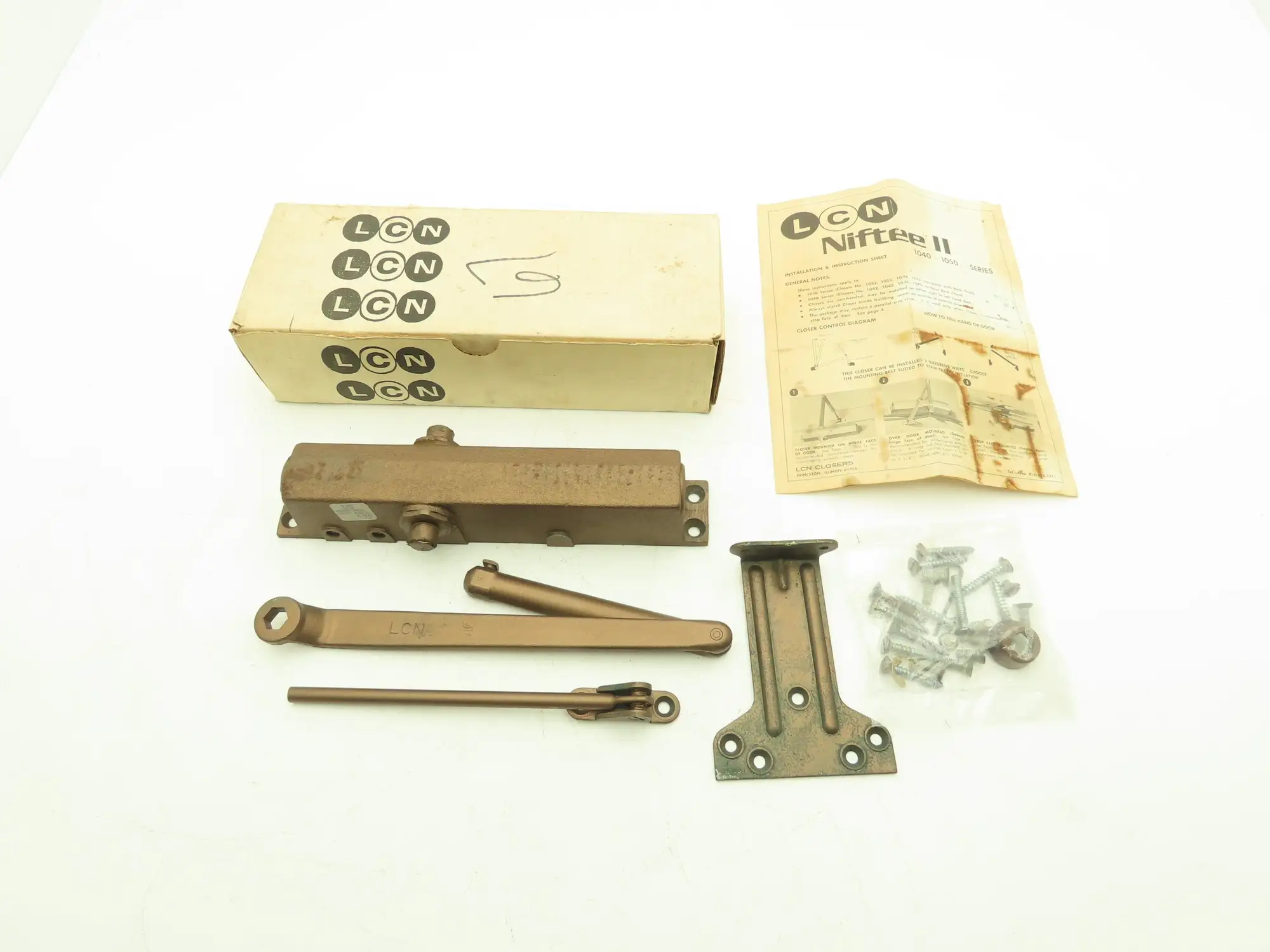 1044 Niftee Automatic Door Closer w/Cover Adjustable Arm Commercial Grade Bronze