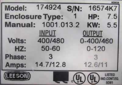 USED LEESON 174924 DRIVE 7.5HP