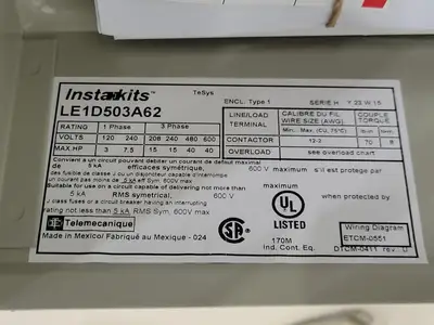 Used TELEMECANIQUE LE1D503A62 Switchgears British Columbia CA | Lenmark #239691
