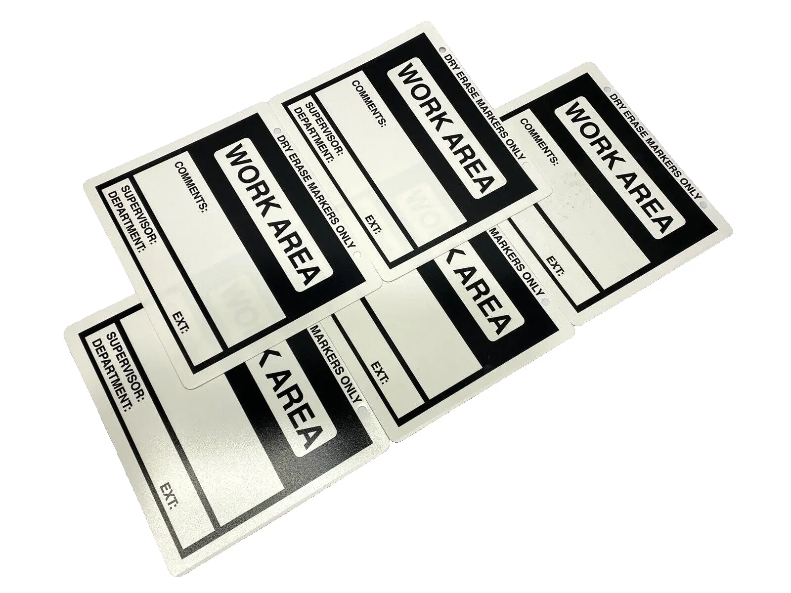 Dry Erase WORK AREA Sign 12"x10" Inch x .035" Poly White OSHA LOT OF 5 - Used