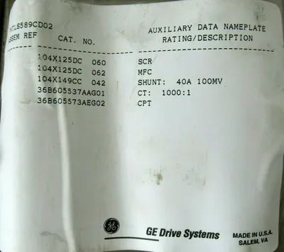 USED GENERNAL ELECTRIC 7VTLS589CD02 DRIVE 25HP 368E0407
