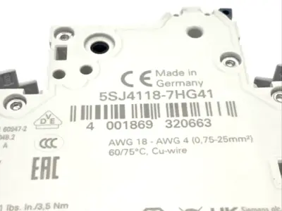 5SJ4118-7HG41 | Siemens  Miniature Circuit Breaker 240V 15kA, 1-Pole, C-Trip, 15A - New Other