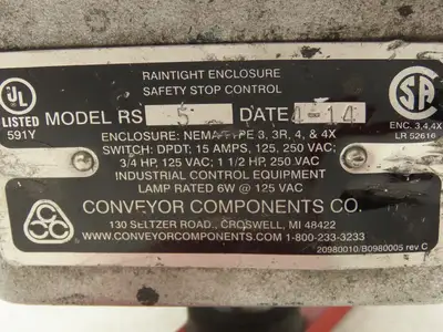 Conveyor Components RS-5 Rainproof Safety Stop Switch Limit DPDT NEMA 3R 4X
