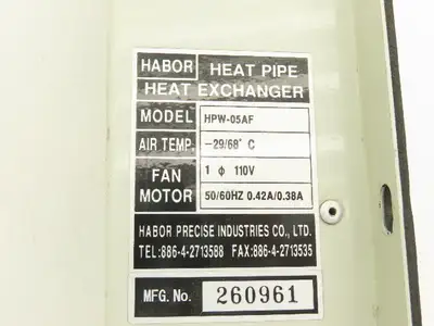 Habor Precise Industries HPW05AF Enclosure Heat Pipe Heat Exchanger 110VAC 1Ph