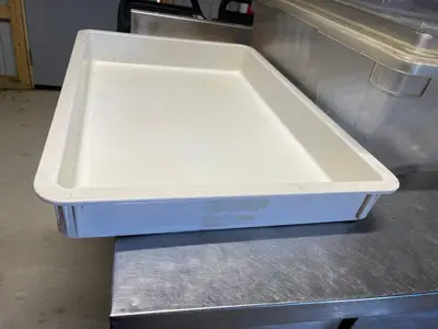 Used Doughmate Used White Stackable Commercial Plastic Dough Tray Pan 26"Lx18"Wx3"H Food, Restaurant, & Bakery Parts & Accessories Illinois US | Falcon Restaurant Supply #1375015