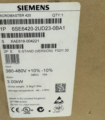 NEW SIEMENS 6SE6420-2UD23-0BA1 MICROMASTER 420 4HP 380-480V