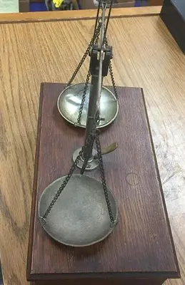 2524-385 Antique Brass Analytical Apothecary Jewelry, Coin, Balance Beam Scale Circa 1800’s