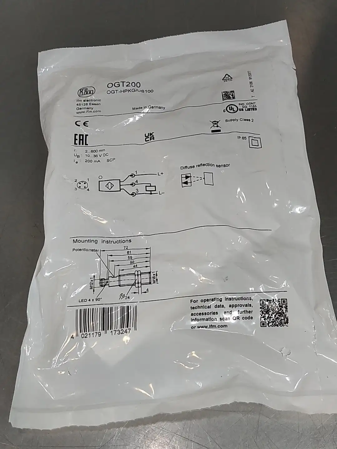 IFM OGT200 Photoelectric Switch Sensor Loc5E3/6