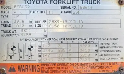Used 2016 TOYOTA 8FGU32 Misc Forklifts Illinois US | Somerset Equipment Sales #1542833