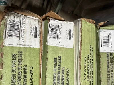 Lot of 4 cases Cap A Tread Useppa Island Oak/Firview Lookout/Grovetown 47 in. L x 7.37 in. W x 12.7 mm T Vinyl Overlay Stair Reversible Riser customer return see pictures