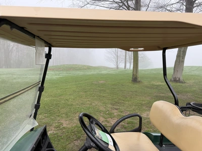 (1) 2014 E-Z-Go golf cart with a Kawasaki gas engine, includes canopy, ball carrier, fold-down winds...