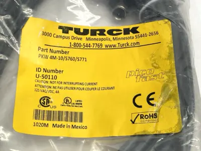 NEW TURCK PICOFAST SINGLE END CONNECTOR CABLE F 4-PIN M8 U-50110
