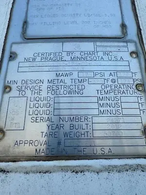 LNG 14,500 Net Liquid Gallon Storage Vessels SN: 24371